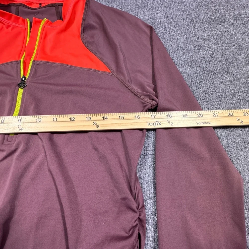 Prana Womens Colorblock Quarter Zip Long Sleeve Active Top Plum Orange Size‎ M
